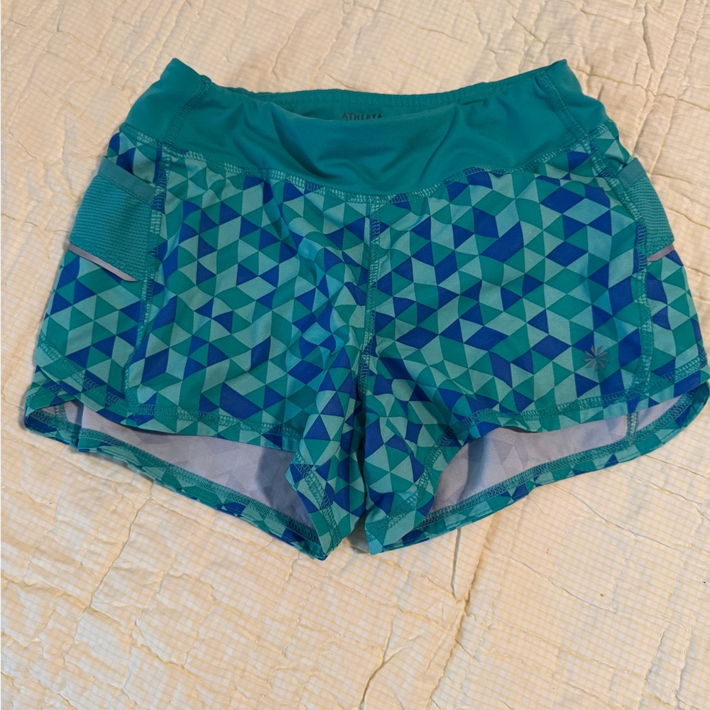 Athleta Blue Geometric Athletic Shorts